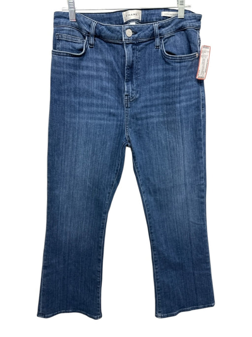 Frame Size 31 Medium dark wash Cotton Blend Denim Whiskering Boot Cut Jeans Medium dark wash / 31