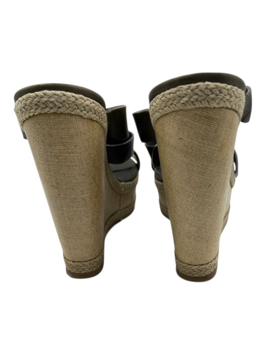 Yves Saint Laurent Shoe Size 37 Hunter Green Leather Criss Cross Wedge Sandals Hunter Green / 37