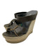 Yves Saint Laurent Shoe Size 37 Hunter Green Leather Criss Cross Wedge Sandals Hunter Green / 37