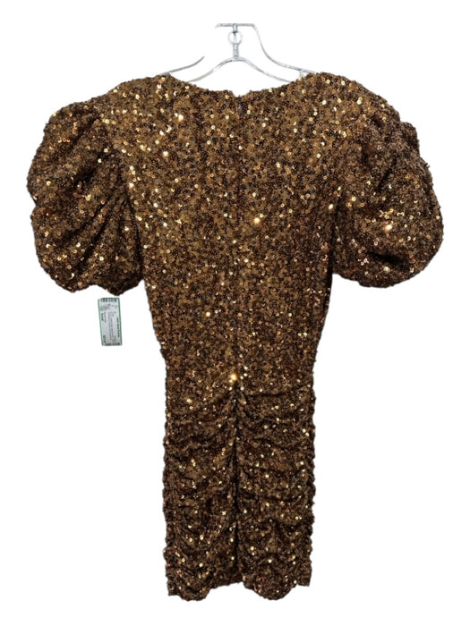 Ronny Kobo Size Small Bronze brown Short Puff Sleeve Ruched Mini Dress Bronze brown / Small