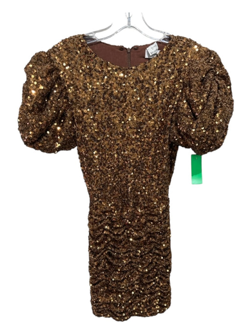Ronny Kobo Size Small Bronze brown Short Puff Sleeve Ruched Mini Dress Bronze brown / Small