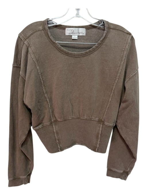 Vintage Havana Size S/M Taupe Brown Cotton Blend Elastic Waist Raw Hem Pant Set Taupe Brown / S/M