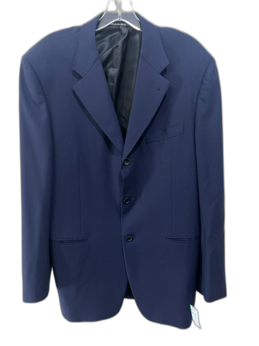 Canali Navy Blue Wool Solid 3 button Men's Blazer Navy Blue / 52L