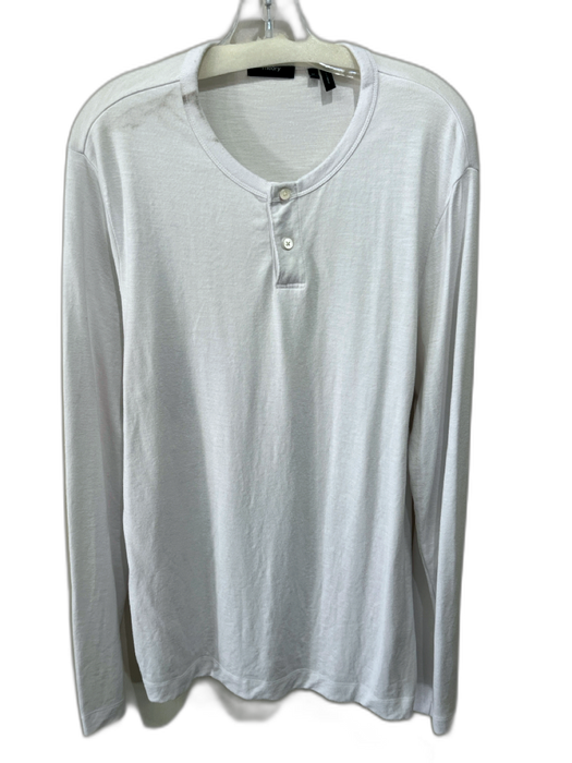 Theory Size XL White Modal Solid Henley Men's Long Sleeve Shirt White / XL