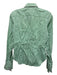 Ralph Lauren Size 4 Green & White Cotton Striped Button Up Ruffle Detail Top Green & White / 4