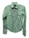 Ralph Lauren Size 4 Green & White Cotton Striped Button Up Ruffle Detail Top Green & White / 4