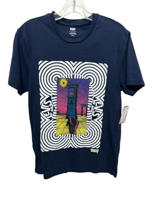 Levi's Size S Navy Blue Cotton Short Sleeve Graphic Top Navy Blue / S