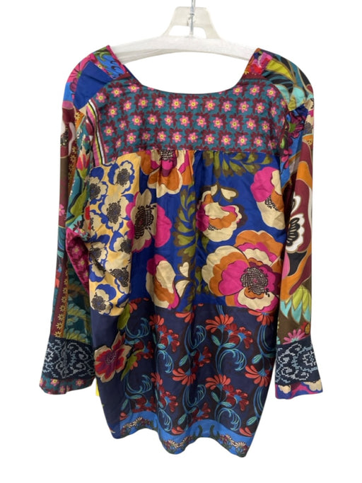 Johnny Was Size L Multicolor Silk Patchwork Top Multicolor / L