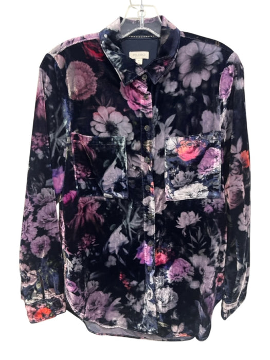Pilcro Size XS Blue & Multi Viscose & Polyamide Chest Pockets Button Up Top Blue & Multi / XS