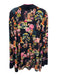 Johnny Was Size L/XL Black & Multi Rayon floral print Collared Top Black & Multi / L/XL