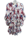Misa Size S White, Red, Blue Viscose floral print Ruffle Tie Detail Tiered Dress White, Red, Blue / S