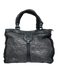 Salvatore Ferragamo Black Leather Shearling Trim Silvertone hardware Bag Black