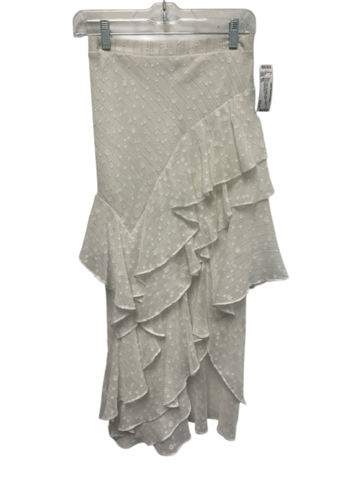 Misa Size XS White Polyester Elastic Waist Tiered Swiss Dot Skirt White / XS