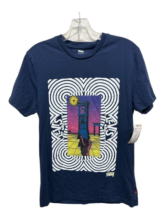 Levi's Size S Navy Blue Cotton Short Sleeve graphic Top Navy Blue / S