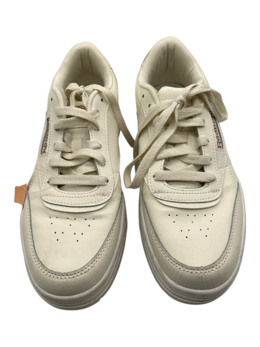 Reebok Shoe Size 8 Cream & White Leather Upper Lace Up Perforated Sneakers Cream & White / 8