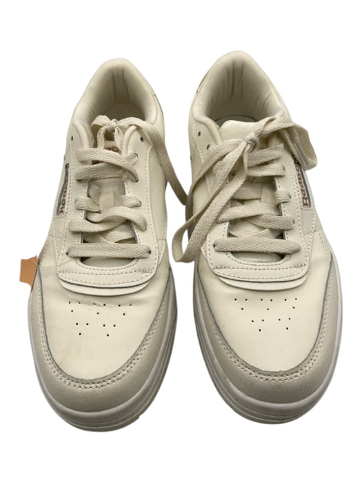Reebok Shoe Size 8 Cream & White Leather Upper Lace Up Perforated Sneakers Cream & White / 8