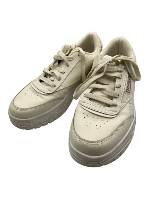 Reebok Shoe Size 8 Cream & White Leather Upper Lace Up Perforated Sneakers Cream & White / 8