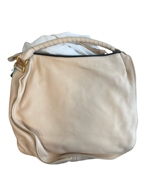 Chloe Peach Leather Top Handle Gold Hardware Braided Detail Bag Peach / Large