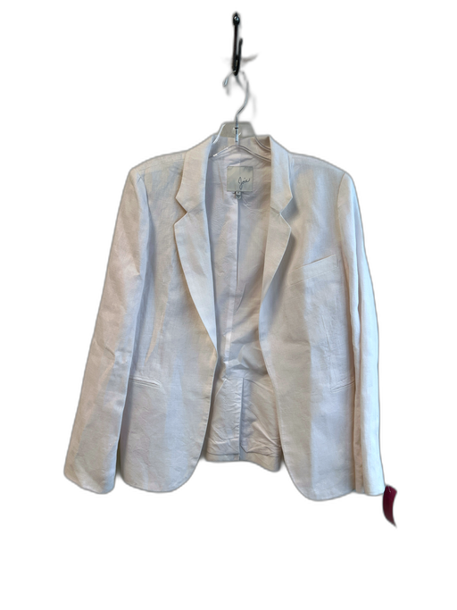 Joie Size 8 White Linen Long Sleeve Shoulder Pads Collar Blazer Jacket White / 8