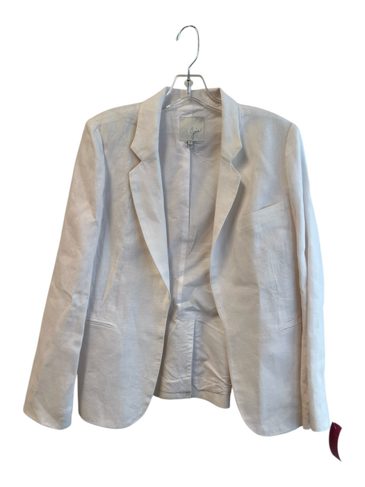 Joie Size 8 White Linen Long Sleeve Shoulder Pads Collar Blazer Jacket White / 8