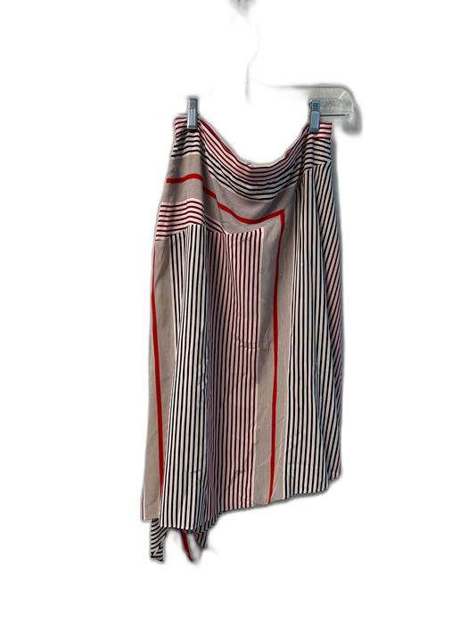 Joie Size 4 Red,black, beige Viscose Side Zip Striped Asymetrical Skirt Red,black, beige / 4