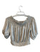 Sole Size M Beige Rayon & Linen 3/4 Sleeve solid color Off Shoulder Cropped Top Beige / M