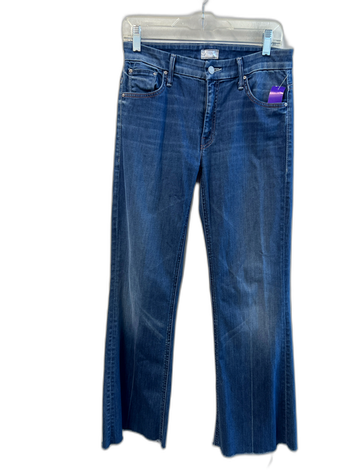 Mother Size 27 Dark Wash Cotton Mid Rise 5 Pocket Fray hem Straight Leg Jeans Dark Wash / 27