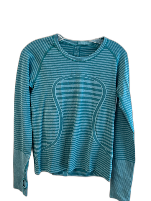 Lululemon Size Est M Green No Fabric Tag Long Sleeve Striped Round Neck Top Green / Est M
