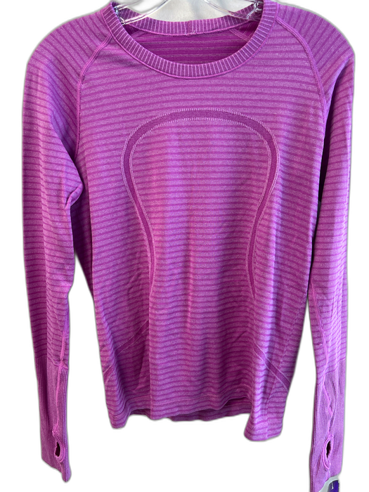 Lululemon Size Est M Purple No Fabric Tag Long Sleeve Striped Round Neck Top Purple / Est M