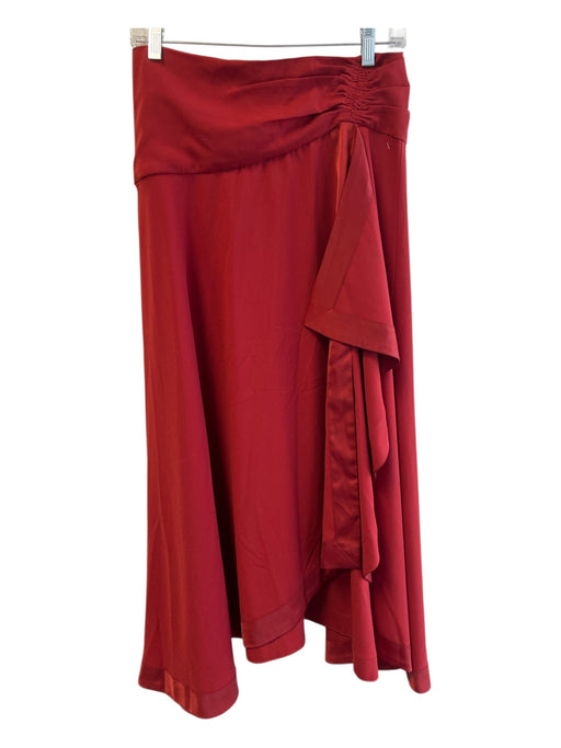 Mare x Anthropolgie Size Small Brick Red Polyester Back Zip Ruffle Accent Skirt Brick Red / Small