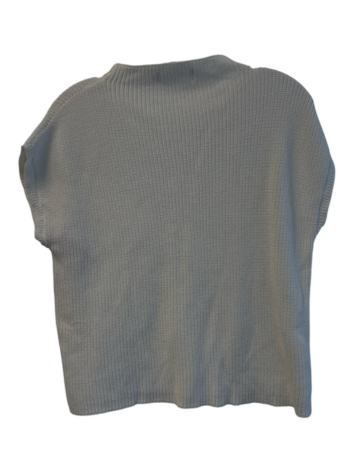 Anrabess Size S White Rayon Drop Shoulder Ribbed Breast Pocket Mock Neck Top White / S