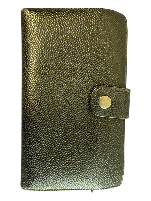 Chanel Black Leather Caviar Snap Closure Change Purse Bifold Bag Black / S