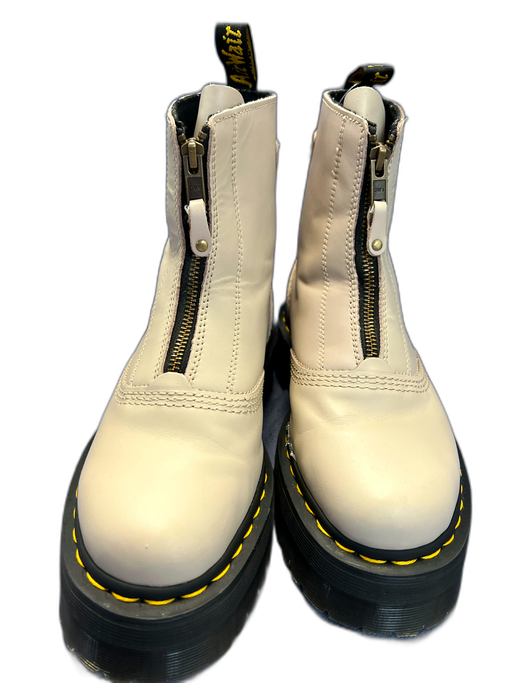 Dr. Martens Shoe Size 8 Beige Leather Platform Front Zip Pull On Boots Beige / 8