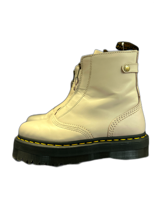 Dr. Martens Shoe Size 8 Beige Leather Platform Front Zip Pull On Boots Beige / 8