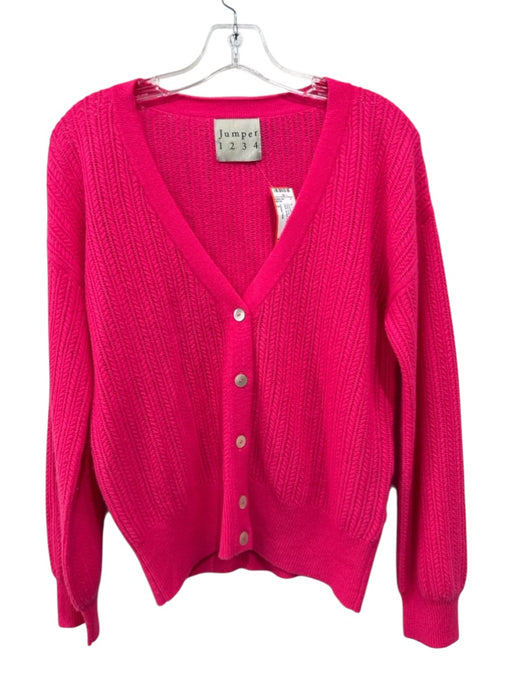 Jumper 1234 Size 2 Neon Pink Missing Fabric Tag Knit V Neck Button Front Sweater Neon Pink / 2