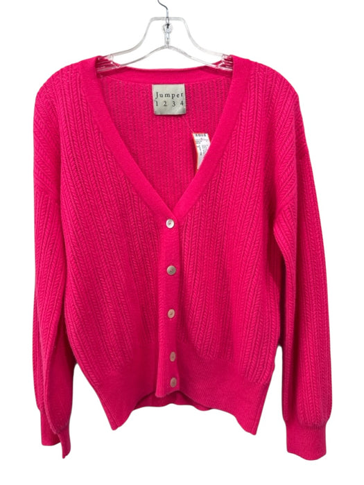 Jumper 1234 Size 2 Neon Pink Missing Fabric Tag Knit V Neck Button Front Sweater Neon Pink / 2