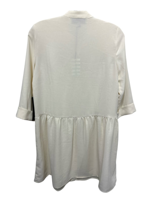 Tuckernuck Size XS Cream White Polyester Button Front 1/2 Sleeve Cuffed Dress Cream White / XS