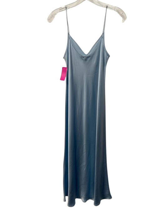 Beautiful People Size S Baby Blue Silk Spaghetti Strap V Neck Slip Midi Dress Baby Blue / S