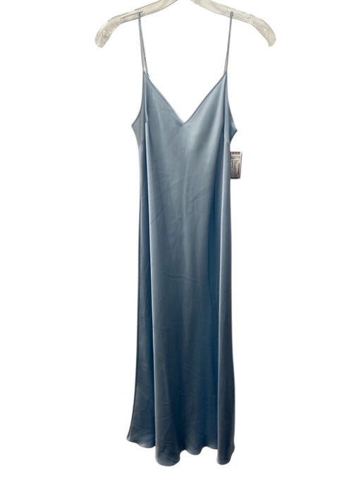 Beautiful People Size S Baby Blue Silk Spaghetti Strap V Neck Slip Midi Dress Baby Blue / S