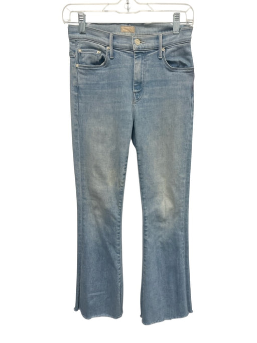 Mother Size 25 Light Wash Cotton Blend Denim Raw Hem Mid Rise Boot Cut Jeans Light Wash / 25