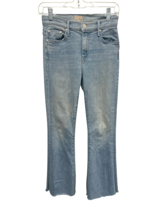 Mother Size 25 Light Wash Cotton Blend Denim Raw Hem Mid Rise Boot Cut Jeans Light Wash / 25