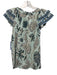 Omika Size M Blue, White, & Black Cotton Ruffle Cap Sleeve All Over Print Top Blue, White, & Black / M