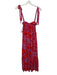 Caballero Size XS Red & Purple Viscose Long Sleeve Floral Smocked Bodice Dress Red & Purple / XS