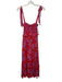 Caballero Size XS Red & Purple Viscose Long Sleeve Floral Smocked Bodice Dress Red & Purple / XS