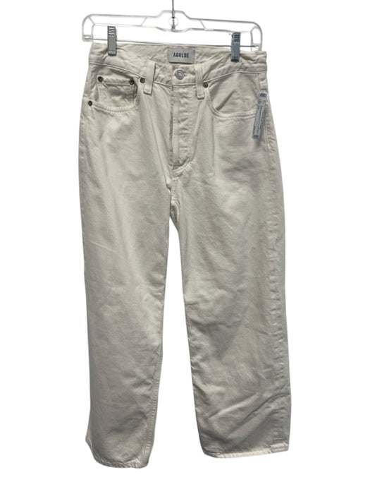 Agolde Size 24 White Cotton Button Fly Straight High Rise Jeans White / 24