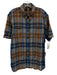 RRL Size XL Blue & Tan Cotton Plaid Button Up Men's Short Sleeve Blue & Tan / XL