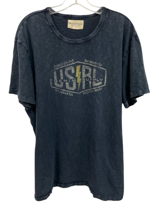 Denim & Supply Size XXL Blue Cotton Blend logo T shirt Crew Men's Short Sleeve Blue / XXL