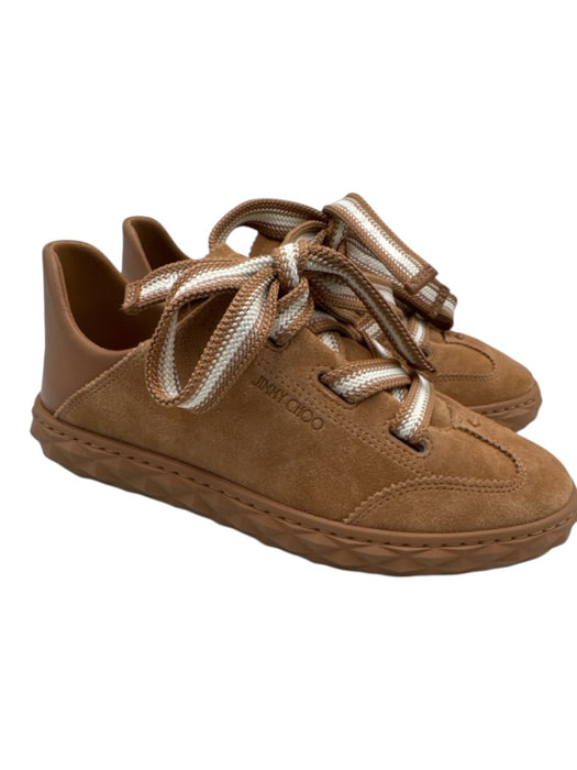 Jimmy Choo Shoe Size 36 Light Brown & White Suede leather Low Top Sneakers Light Brown & White / 36