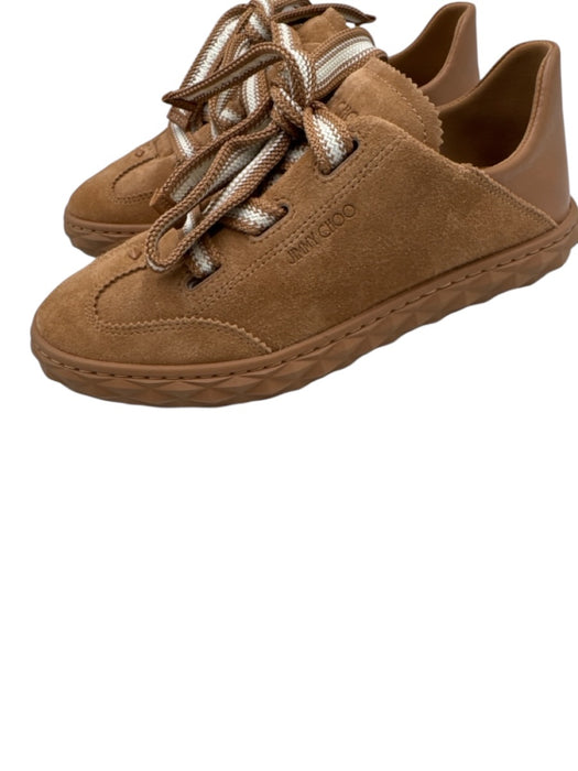 Jimmy Choo Shoe Size 36 Light Brown & White Suede leather Low Top Sneakers Light Brown & White / 36