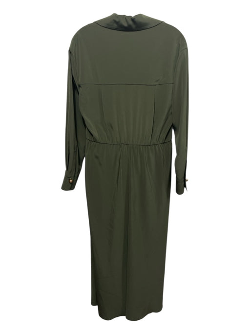 Vince Size S Green Triacetate Blend Tie Waist Collared Midi Dress Green / S